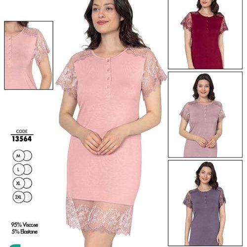 Ночнушка Cotpark (M-2XL) 13564 red (лето) Cotpark 13564 red