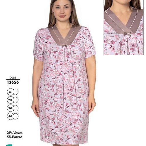Ночнушка Cotpark (XL-4XL) 13656 pink (лето) Cotpark 13656 pink