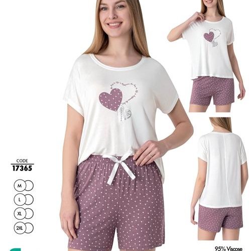 Пижама Cotpark (M-2XL) 17365 white-pink (лето) Cotpark 17365 white-pink