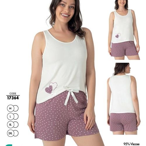 Пижама Cotpark (M-2XL) 17364 white-d.pink (лето) Cotpark 17364 white-d.pink