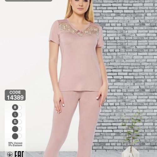 Пижама Cotpark (M-XL) 14389 powder (лето) Cotpark 14389 powder