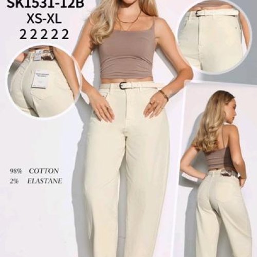 Джинсы Jeans Club (XS-XL) SK1531-12B beige (деми) Jeans Club SK1531-12B beige