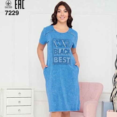 Платье Trikotag (XL-5XL) 7229 l.blue (лето) Trikotag 7229 l.blue