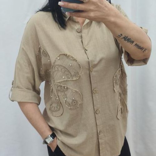 Рубашка Nefertiti (48-54) 8003A beige (деми) Nefertiti 8003A beige