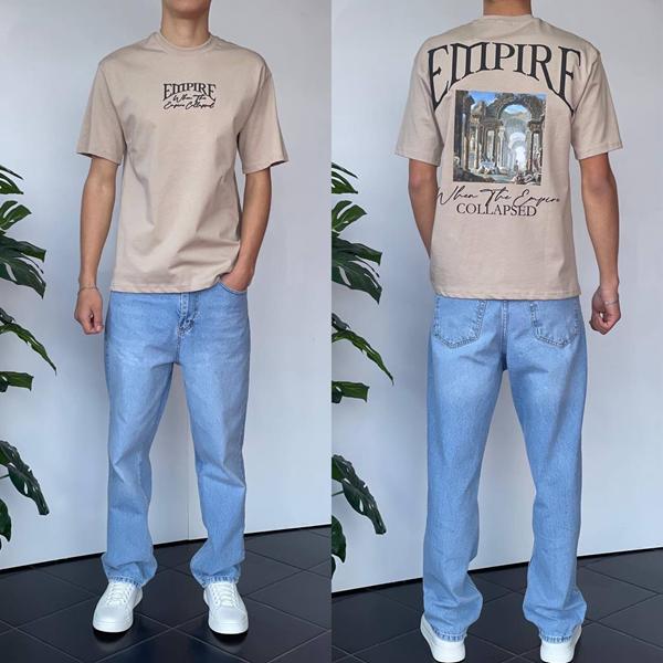 Футболка i8denim (S-XL) 90586 beige (лето)