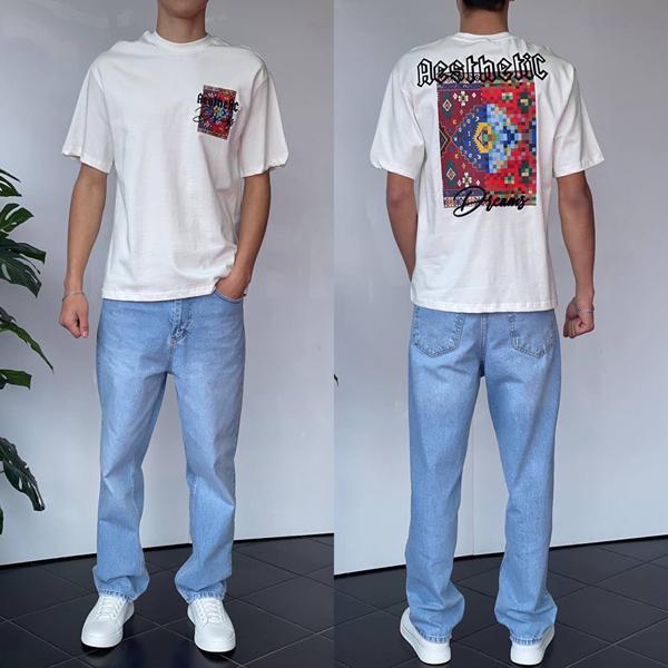 Футболка i8denim (S-XL) 90555 white (лето)