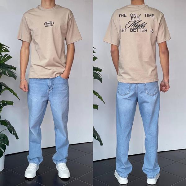 Футболка i8denim (S-XL) 90582 beige (лето)