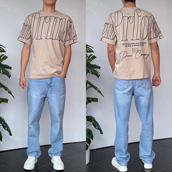 Футболка i8denim (S-XL) 90573 beige (лето)