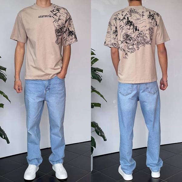 Футболка i8denim (S-XL) 90568 beige (лето)