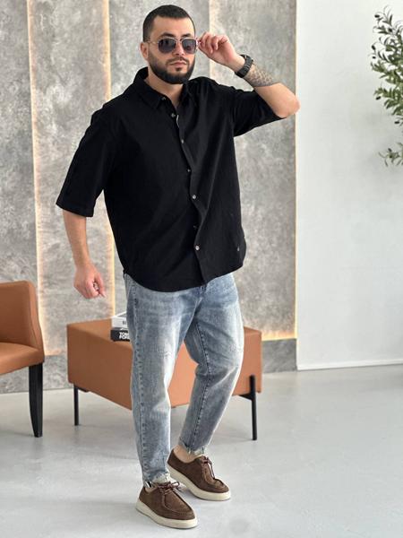 Рубашка Balami (L-3XL) BL60 black (лето)