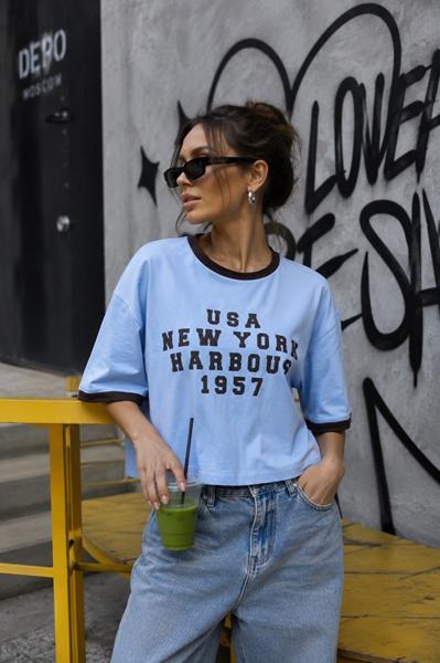 Футболка New Season (S-L) F051 l.blue (лето)