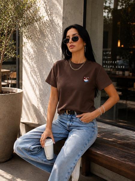 Футболка New Season (S-L) F053 brown (лето)