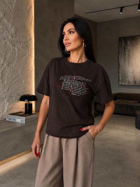 Футболка New Season (S-L) F055 brown (лето)