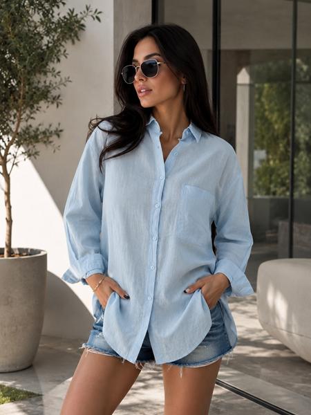Рубашка New Season (S-L) R002 l.blue (лето)