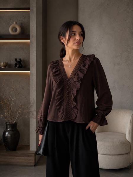 Блузка New Season (S-L) RB112 brown (деми)