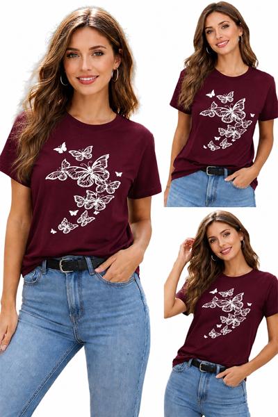 Футболка ALIA (M-3XL) AL184 wine (лето)