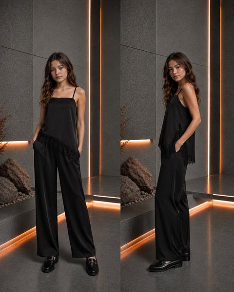 Штаны Karolina (32-42) KR753 black (лето)
