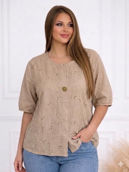 Блузка LeVisha (M-XL) 26031 d.beige (лето)