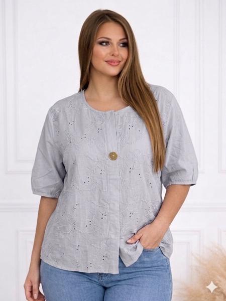 Блузка LeVisha (M-XL) 26031 grey (лето)