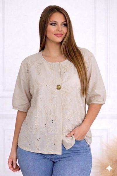 Блузка LeVisha (M-XL) 26031 l.beige (лето)