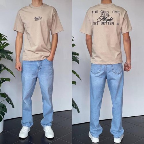 Футболка i8denim (S-XL) 90582 beige (лето) i8denim 90582 beige