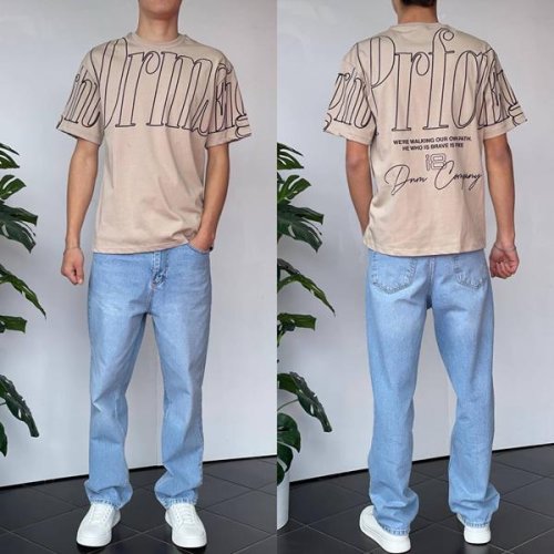Футболка i8denim (S-XL) 90573 beige (лето) i8denim 90573 beige