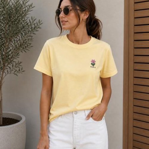 Футболка New Season (S-L) F023 yellow (лето) New Season F023 yellow