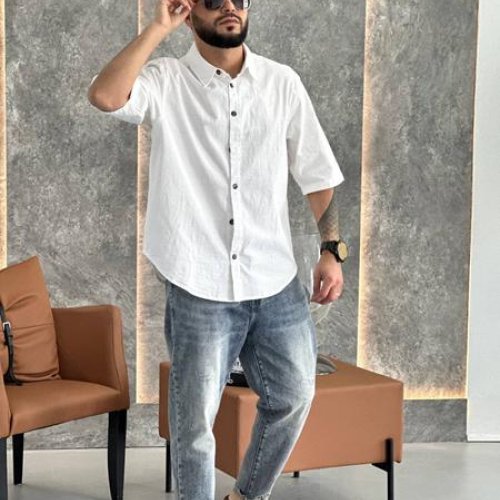 Рубашка Balami (L-3XL) BL61 white (лето) Balami BL61 white