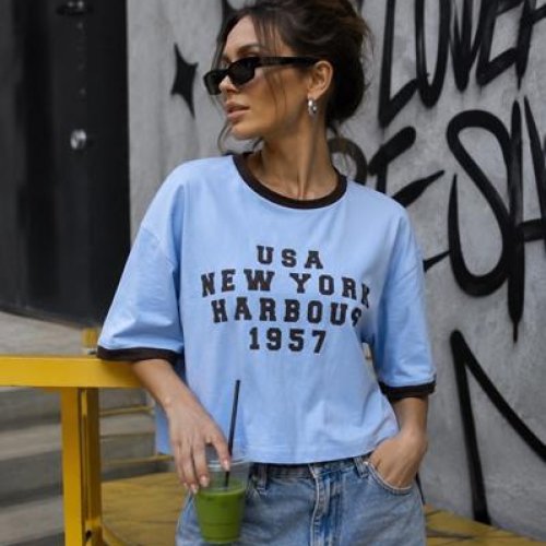 Футболка New Season (S-L) F051 l.blue (лето) New Season F051 l.blue