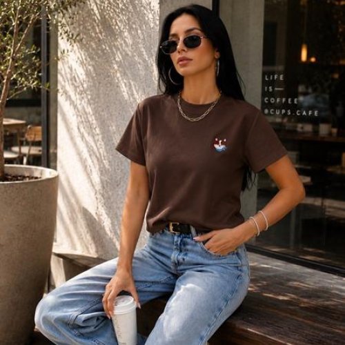 Футболка New Season (S-L) F053 brown (лето) New Season F053 brown