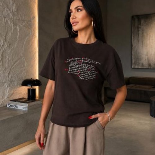 Футболка New Season (S-L) F055 brown (лето) New Season F055 brown