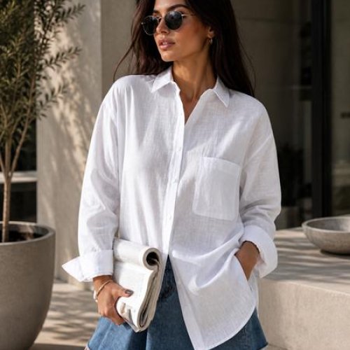 Рубашка New Season (S-L) R002 white (лето) New Season R002 white