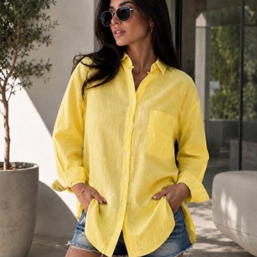 Рубашка New Season (S-L) R002 yellow (лето) New Season R002 yellow