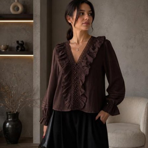 Блузка New Season (S-L) RB112 brown (деми) New Season RB112 brown