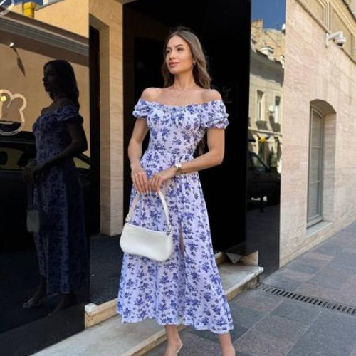 Платье Arina (42-48) 7047 white-blue (лето) Arina 7047 white-blue