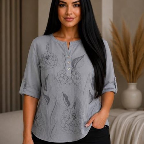 Блузка Elena&Vika (52-56) 26043 grey (лето) Elena&Vika 26043 grey