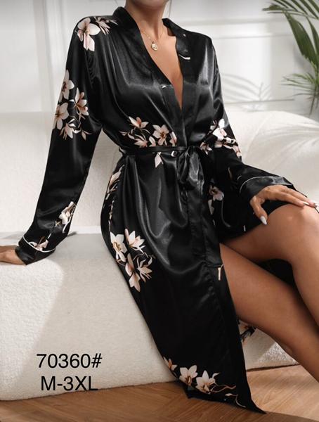 Халат Brilliant (M-3XL) B70360 black (деми)