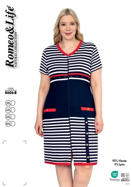 Халат Cotpark (3XL-6XL) 4606B navy-white (лето)