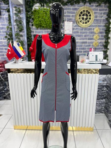 Халат Cotpark (L-3XL) 5095 l.grey-red (лето)