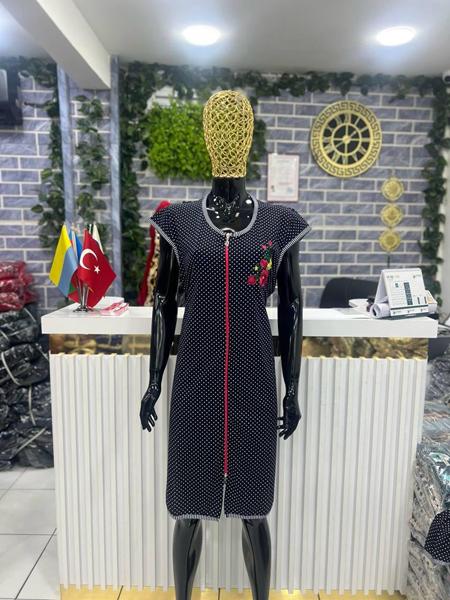 Халат Cotpark (XL-4XL) 5996 black-red (лето)