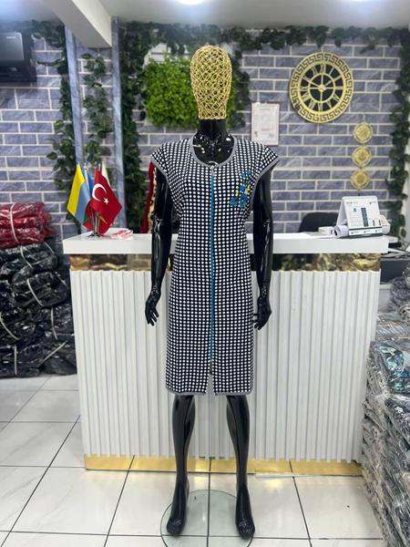 Халат Cotpark (XL-4XL) 5996 white-blue (лето)