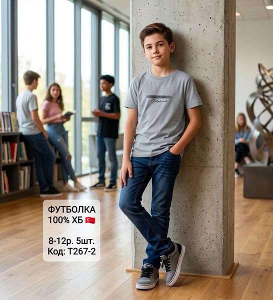 Футболка AMZ (8-12) T267-2 grey (лето)