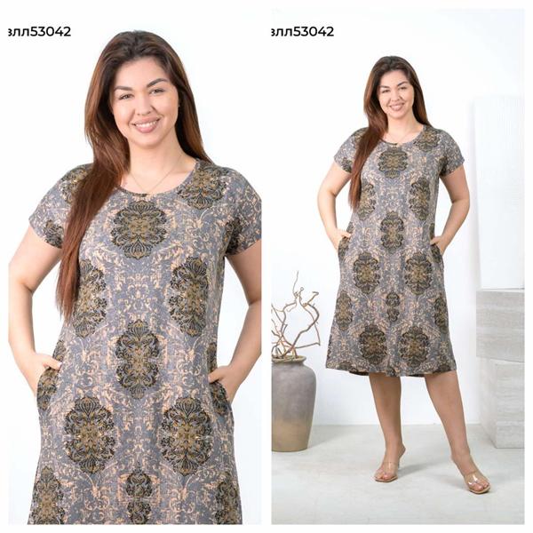 Платье Vehuiah (L-3XL) 53042 grey (лето)