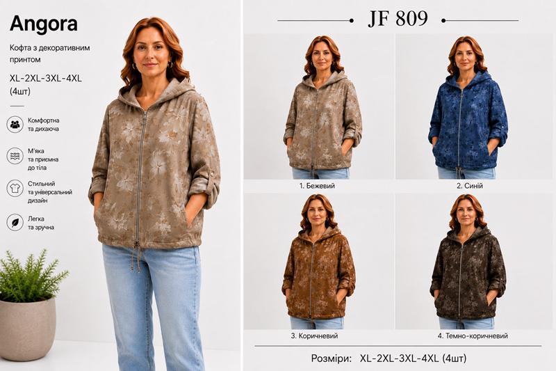 Кофта Immei (XL-4XL) JF809–4 d.brown (деми)