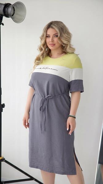 Платье Akulova (48-58) 2052 grey-yellow (лето)