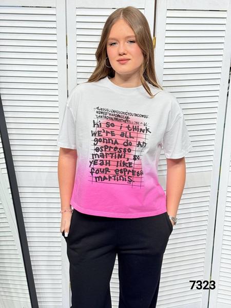 Футболка MMC clothes (one size) 7323 white-pink (лето)