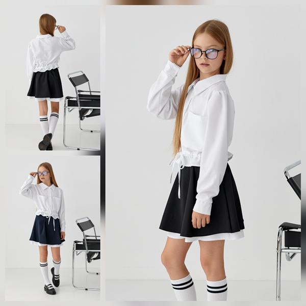 Блузка Moda school (134-158) MD08 white (деми)