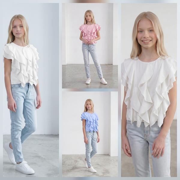 Блузка Moda school (122-146) MD21 l.blue (лето)