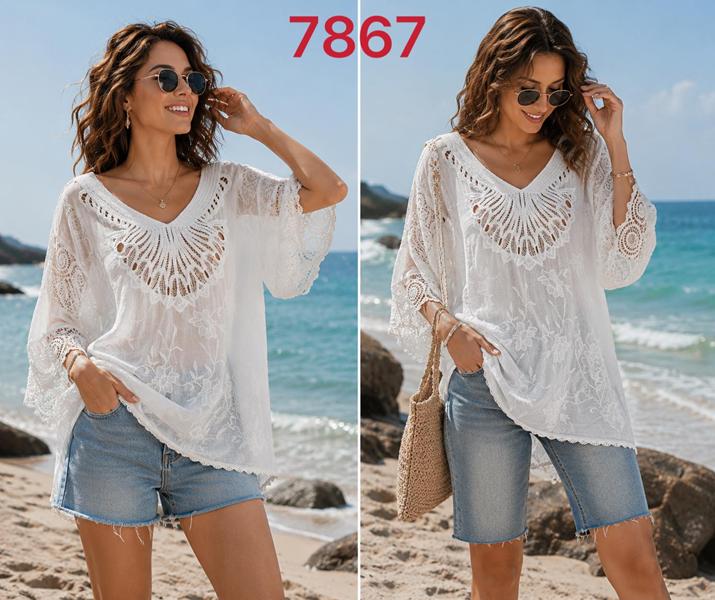 Блузка Gertie (XL-3XL) 7867 white (лето)