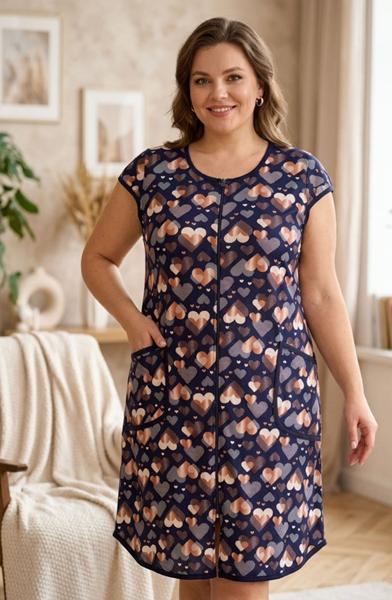 Халат Gull (60-66) 16-1 navy-beige (лето)